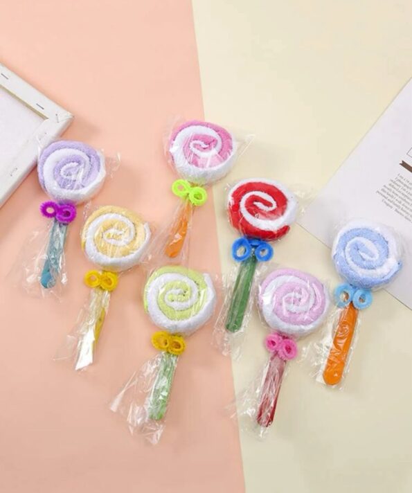 Random Color Lollipop Design Towel Cute Creative Face Towel for Party Favors