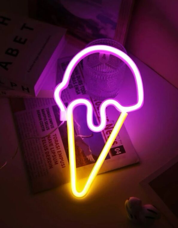 Neon lamp in the shape of ice cream