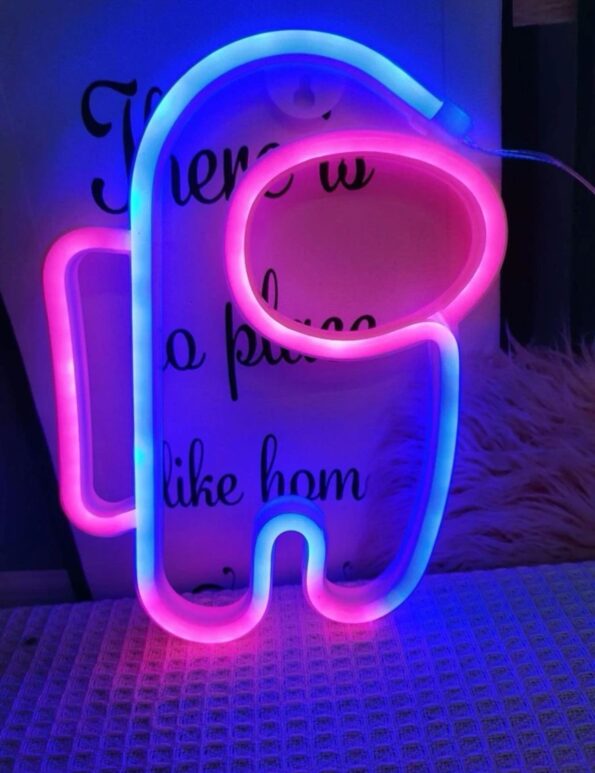 One Piece Battery & USB Astronaut Shape Pink & Blue Neon Lamp for Bedroom Wall Decoration Night Atmosphere Lamp