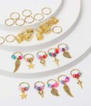 30 PCS MIXED VINTAGE GOLD TONE PENDANT HAIR RINGS BOHEMIAN PUNK