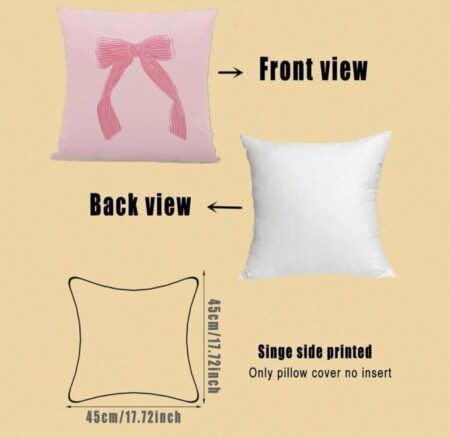 Pink Pillow Covers With Bow And Cherry Blossom Pattern