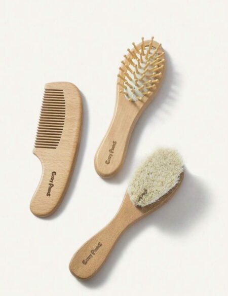 3pcs Baby Care Grooming Set With Wooden Wool Brush