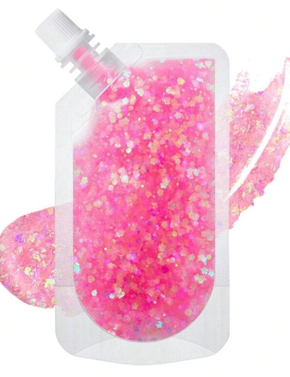 3D pink glitter gel with mixed glitter and sticky-free shimmer,
