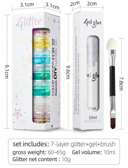 3pcs set (7color+1bottlee of gel + 1 brush