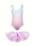2pcs Dance Set – Sleeveless Hollow-Out Leotard & Tiered Tutu Skirt