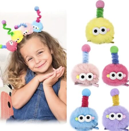 crazy hair Plush Pompom Hair Clips