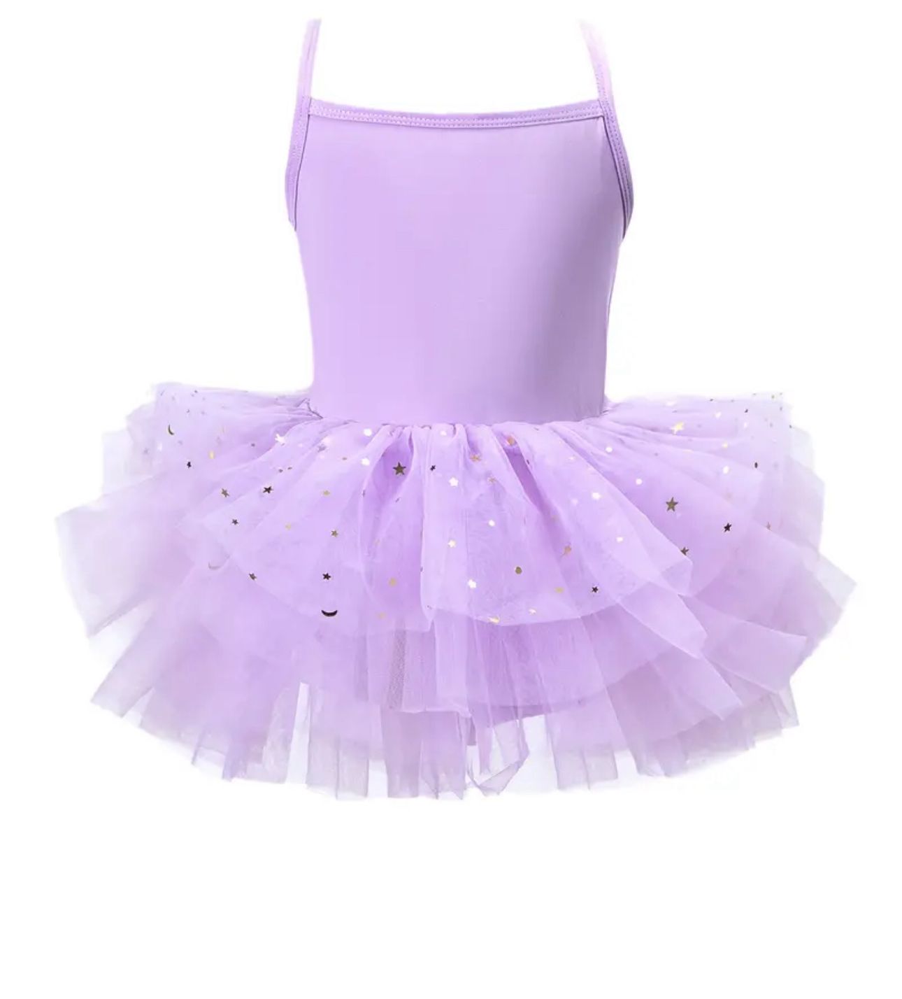 Sparkling Star & Ruffle Ballet Dress with Layered Mesh Skirt Sparkling Star & Ruffle Ballet Dress with Layered Mesh Skirt
