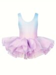 2pcs Dance Set – Sleeveless Hollow-Out Leotard & Tiered Tutu Skirt