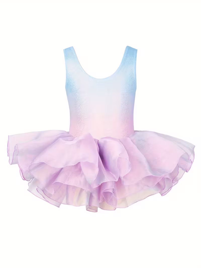 2pcs Dance Set - Sleeveless Hollow-Out Leotard & Tiered Tutu Skirt dancewear 2pcs Dance Set - Sleeveless Hollow-Out Leotard & Tiered Tutu Skirt