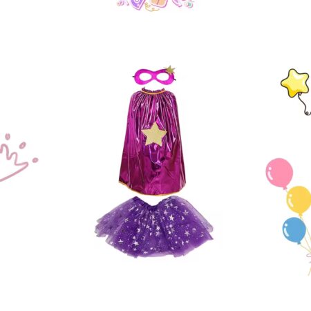 Set Sparkling Star Cape & Tutu Skirt Costume with Face Mask - Pastel Rainbow, Pink, Purple, Blue, Red with Golden Starry Skirt & Matching Mask - Birthday Party Outfit for Girls, Halloween, Christmas, Día de los Muertos - Party Wear No Assembly Required 36 sold Sold by LT Fantastic