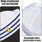 Halloween Nautical Sailor Costume Set, Polyester Navy Hat with Scarf And Glasses, One-Time Use, No Feathers, Electricity-Free, Festive Marine Themed Party Outfit Halloween&Christmas
