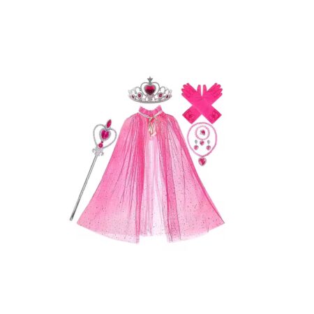 Ice Princess Crown Headband Star Sequin Cape Cloak Heart Magic Wand Fairy Stick Gloves Necklace Ring Earrings Bracelet Cosplay Ice Princess Birthday Party Costume Accessories Set, Fairy Princess Crown, Dress Up Suit, Carnival Dress Su, White Rabbit Ears Bonnet Hat Crown