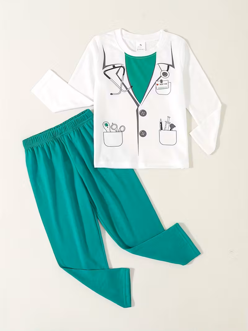 Doctor Costume Medical Scrubs with Stethoscope, Durable Polyester Pretend Play Outfit for Boys & Girls, Educational Role-Playing for Imaginative Play & Dress-Up Games, Role Play Outfit, Playful Design, Comfortable Wear, Detailed Design, Sturdy Construction, Young Doctor Costume Medical Scrubs with Stethoscope, Durable Polyester Pretend Play Outfit for Boys & Girls, Educational Role-Playing for Imaginative Play & Dress-Up Games, Role Play Outfit, Playful Design, Comfortable Wear, Detailed Design, Sturdy Construction, Young