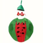 DAYS3pcs, Watermelon styling clothing accessory set, including green hat, fashionable glasses and skirt set, suitable for role-playing, summer parties and makeup party accessory outfits
