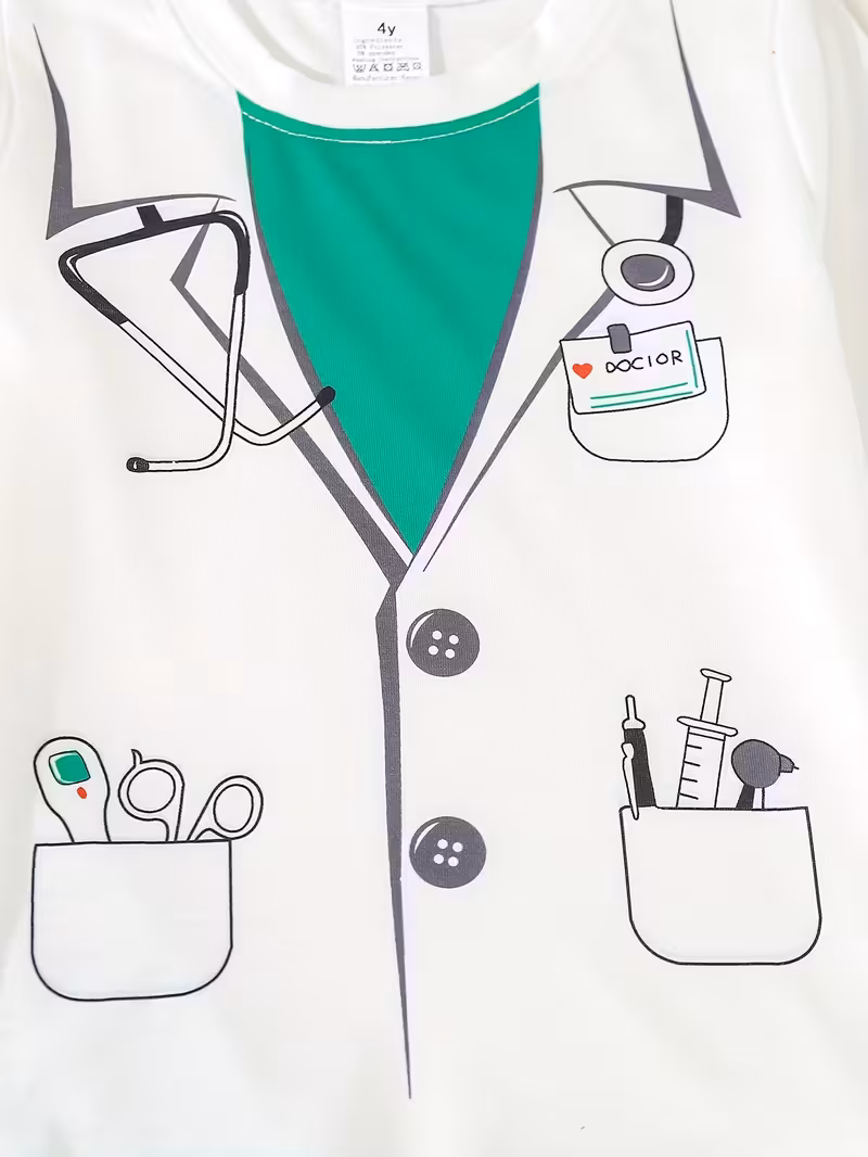 Doctor Costume Medical Scrubs with Stethoscope, Durable Polyester Pretend Play Outfit for Boys & Girls, Educational Role-Playing for Imaginative Play & Dress-Up Games, Role Play Outfit, Playful Design, Comfortable Wear, Detailed Design, Sturdy Construction, Young Doctor Costume Medical Scrubs with Stethoscope, Durable Polyester Pretend Play Outfit for Boys & Girls, Educational Role-Playing for Imaginative Play & Dress-Up Games, Role Play Outfit, Playful Design, Comfortable Wear, Detailed Design, Sturdy Construction, Young